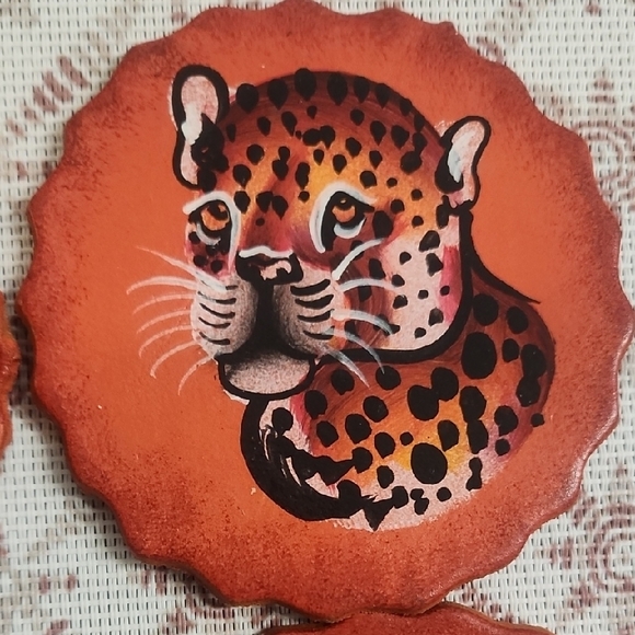 Unique Safari Animal Hand-painted Coasters Six Of Them With Holder. - Picture 3 of 8